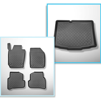 Conjunto de tapetes de bagageira e tapetes de carro feitos sob medida para Skoda Fabia III Hatchback (11.2014-08.2021)