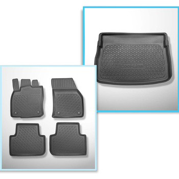 Conjunto de tapetes de bagageira e tapetes de carro feitos sob medida para Volkswagen Golf VII Minivan (05.2014-12.2020) - para a parte inferior e superior do porta-malas