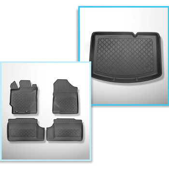 Conjunto de tapetes de bagageira e tapetes de carro feitos sob medida para Toyota Yaris III Hatchback (09.2011-08.2020) - parte inferior do porta-malas