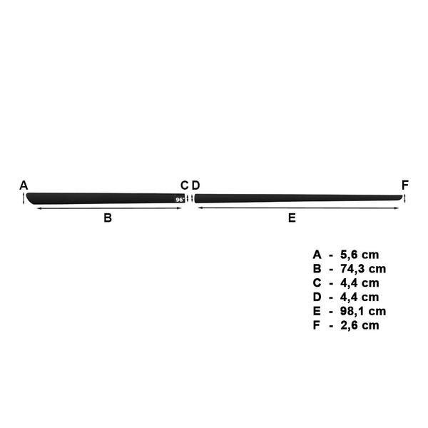 Fitas laterais compatíveis com Volkswagen Golf VI Hatchback (2008-2012) - (comprimento dos protetores: 981mm; 743mm)