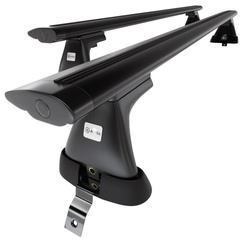 Suporte de tejadilho compatível com Dacia Logan II Sedan (2016-2020) - bagageiro preto - mala de teto - rack de barras - sem elementos de montagem - Alumínio