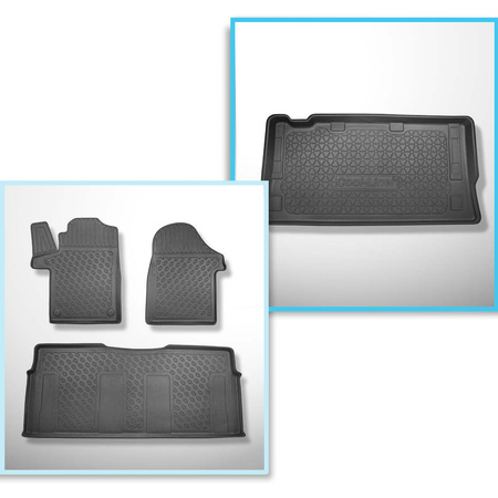 Conjunto de tapetes de bagageira e tapetes de carro feitos sob medida para Mercedes-Benz Vito W447 Van (10.2014-....) - para a terceira fileira de assentos; Versão longa (espaçamento entre eixos 3200 mm, comprimento do veículo 5140 mm)