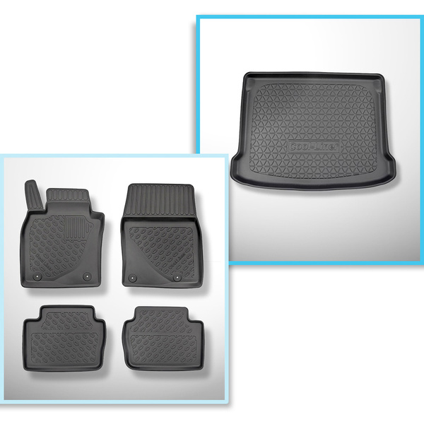 Conjunto de tapetes de bagageira e tapetes de carro feitos sob medida para Mazda 3 IV BP Hatchback (03.2019-....)