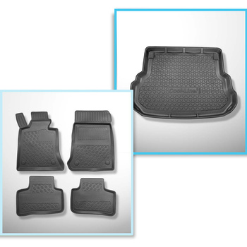 Conjunto de tapetes de bagageira e tapetes de carro feitos sob medida para Mercedes-Benz GLK X204 SUV (06.2008-08.2015)