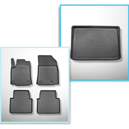 Conjunto de tapetes de bagageira e tapetes de carro feitos sob medida para Opel Crossland X SUV (06.2017-....) - parte inferior do porta-malas; modelos com base móvel de porta-malas (Flex Floor)