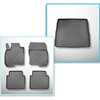 Conjunto de tapetes de bagageira e tapetes de carro feitos sob medida para Honda CR-V RW V SUV (10.2018-07.2023) - 5 lugares; parte superior do porta-malas (soleira plana); base móvel na posição mais alta; também para híbridos; sem terceira fileira