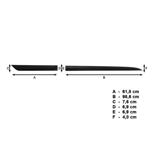 Fitas laterais compatíveis com Suzuki Vitara SUV (2015-....) - (comprimento dos protetores: 986mm; 618mm)