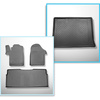Conjunto de tapetes de bagageira e tapetes de carro feitos sob medida para Mercedes-Benz Classe V W447 Van (10.2014-....) - Versão Extra Long (espaçamento entre eixos 3430 mm, comprimento do carro 5370 mm); sem divisão de compartimento de carga; sem terce