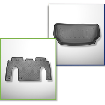 Conjunto de tapetes de bagageira e tapetes de carro feitos sob medida para Tesla Model X SUV (01.2021-....)