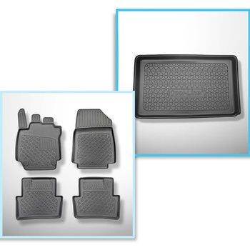 Conjunto de tapetes de bagageira e tapetes de carro feitos sob medida para Renault Captur I SUV (04.2013-12.2019) - para a parte inferior e superior do porta-malas