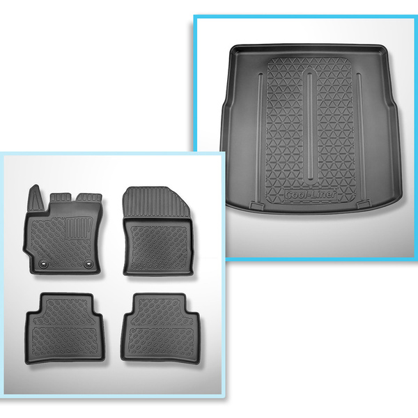 Conjunto de tapetes de bagageira e tapetes de carro feitos sob medida para Suzuki Swace Combo (11.2020-....) - parte superior do porta-malas (soleira plana); base móvel na posição mais alta