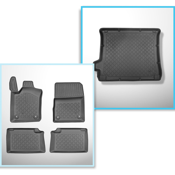 Conjunto de tapetes de bagageira e tapetes de carro feitos sob medida para Jeep Grand Cherokee IV WK2 SUV (07.2013-11.2020)