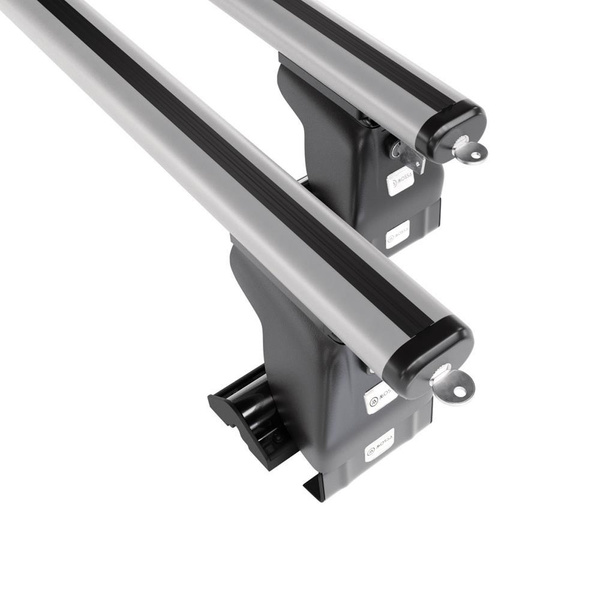 Suporte de tejadilho compatível com Chevrolet Evanda Sedan (2003-2006) - bagageiro prata - mala de teto - rack de barras - sem elementos de montagem - Alumínio