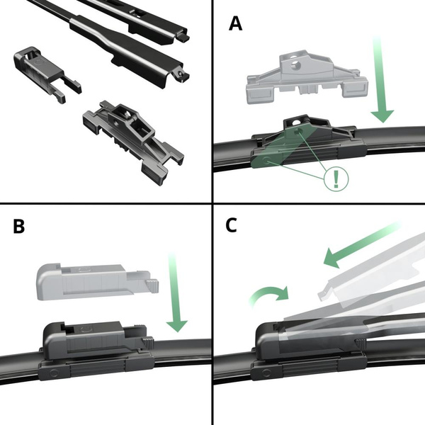 Escovas limpa-vidros para pára-brisas para Opel Corsa D, E Hatchback, Van (07.2006-2019) - planas