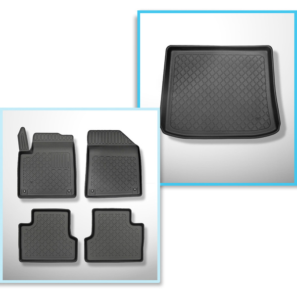 Conjunto de tapetes de bagageira e tapetes de carro feitos sob medida para Jeep Cherokee V KL SUV (2015-12.2021)