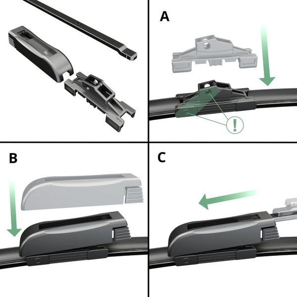 Escovas limpa-vidros para pára-brisas para Renault Megane III Coupé, Grandtour, Hatchback, Convertível, Sedan (11.2008-2016) - planas