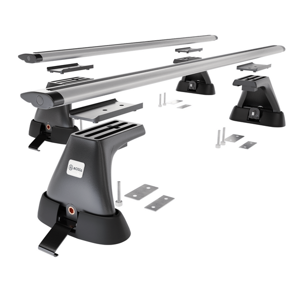 Suporte de tejadilho compatível com Toyota Hiace Van (2007-2012) - bagageiro prata - mala de teto - rack de barras - pontos de montagem - Alumínio