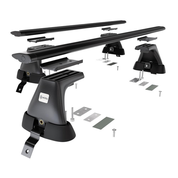 Suporte de tejadilho compatível com Renault Logan Sedan (2004-2013) - bagageiro preto - mala de teto - rack de barras - sem elementos de montagem - Alumínio