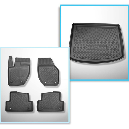 Conjunto de tapetes de bagageira e tapetes de carro feitos sob medida para Volvo V40 II Hatchback (07.2012-07.2019) - parte inferior do porta-malas; para carros com base dupla no porta-malas