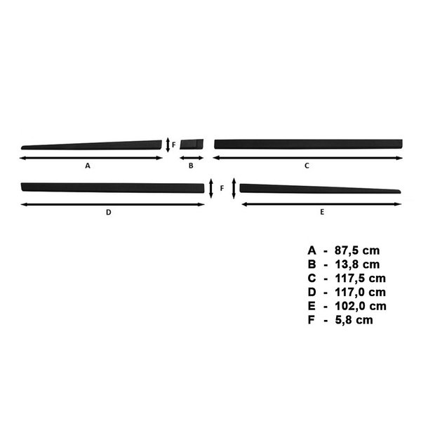 Fitas laterais compatíveis com Mercedes-Benz Classe V W447 Van (2014-....)
