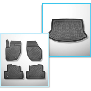 Conjunto de tapetes de bagageira e tapetes de carro feitos sob medida para Volvo V40 II Hatchback (07.2012-07.2019) - parte inferior do porta-malas; para carros sem base dupla no porta-malas