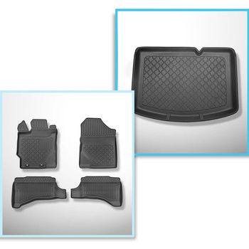 Conjunto de tapetes de bagageira e tapetes de carro feitos sob medida para Toyota Yaris III Hatchback (09.2011-08.2020) - parte inferior do porta-malas com tração híbrida