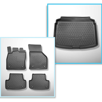 Conjunto de tapetes de bagageira e tapetes de carro feitos sob medida para Audi A3 8V Hatchback, Sportback (08.2012-03.2020) - para a parte inferior e superior do porta-malas; não para e-tron