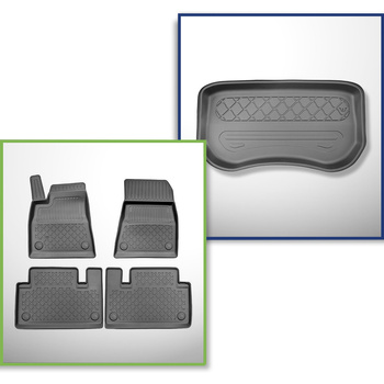 Conjunto de tapetes de bagageira e tapetes de carro feitos sob medida para Tesla Model 3 Sedan (2020-....) - porta-malas dianteiro; tração em 2 e 4 rodas