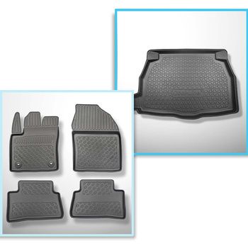 Conjunto de tapetes de bagageira e tapetes de carro feitos sob medida para Toyota C-HR SUV (01.2017-....) - com /sem subwoofer; possibilidade de remover a borda direita; também para híbridos; não para a versão 2.0 Hybrid Dynamic Force