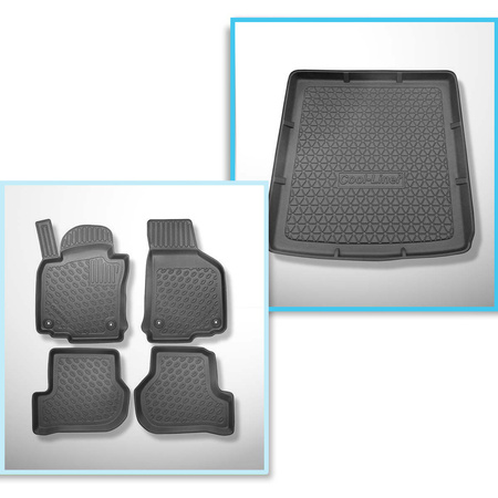 Conjunto de tapetes de bagageira e tapetes de carro feitos sob medida para Skoda Octavia II 1Z Combo (2004-04.2013) - parte inferior do porta-malas; também para a versão Scout e tração nas 4 rodas