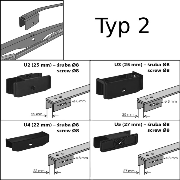 Escovas limpa-vidros para pára-brisas para Autosan H7 Trafic / Traper / Solina Ônibus (2000-2006) - standard