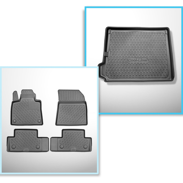 Conjunto de tapetes de bagageira e tapetes de carro feitos sob medida para Citroen C4 Grand Spacetourer Minivan (09.2013-06.2022) - 7 lugares; sem terceira fileira
