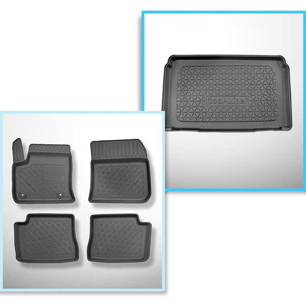 Conjunto de tapetes de bagageira e tapetes de carro feitos sob medida para Opel Corsa-e Hatchback (03.2020-....)