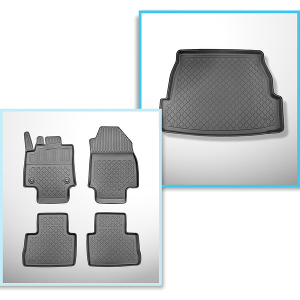 Conjunto de tapetes de bagageira e tapetes de carro feitos sob medida para Toyota RAV4 V SUV (01.2019-....)