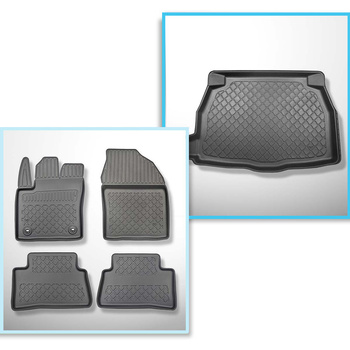 Conjunto de tapetes de bagageira e tapetes de carro feitos sob medida para Toyota C-HR SUV (01.2017-....) - com /sem subwoofer; possibilidade de remover a borda direita; também para híbridos; não para a versão 2.0 Hybrid Dynamic Force