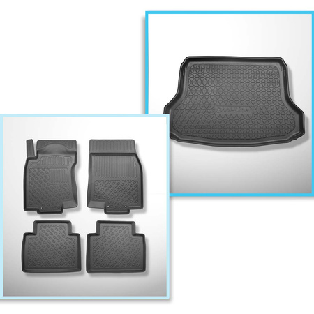 Conjunto de tapetes de bagageira e tapetes de carro feitos sob medida para Nissan X-Trail III T32 SUV (08.2014-08.2017) - 5 lugares; parte inferior do porta-malas (na base móvel); sem terceira fileira