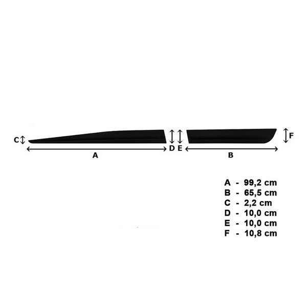 Fitas laterais compatíveis com Toyota Yaris III, III FL Hatchback (5 portas) - (2011-2019) - (comprimento dos protetores: 992mm; 655mm)