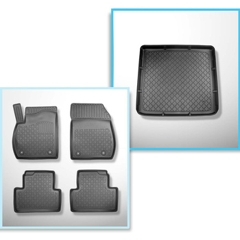 Conjunto de tapetes de bagageira e tapetes de carro feitos sob medida para Opel Zafira C Minivan (01.2012-07.2019) - 5/7 lugares; terceira fileira inclinada