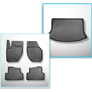 Conjunto de tapetes de bagageira e tapetes de carro feitos sob medida para Volvo V40 II Cross Country Hatchback (07.2012-07.2019) - parte inferior do porta-malas; para carros sem base dupla no porta-malas