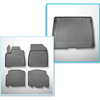 Conjunto de tapetes de bagageira e tapetes de carro feitos sob medida para Mercedes-Benz Citan W420 Tourer (10.2021-....) - 5 lugares; distância entre eixos curtos; não para a versão elétrica