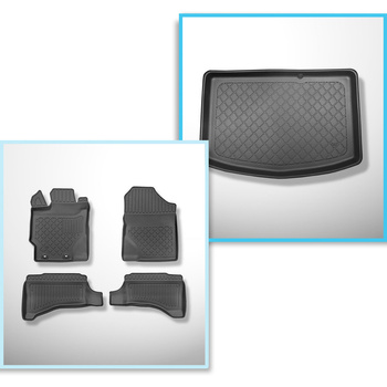 Conjunto de tapetes de bagageira e tapetes de carro feitos sob medida para Toyota Yaris III Hybrid Hatchback (01.2015-08.2020) - parte inferior do porta-malas; com acionamento híbrido