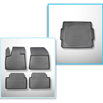 Conjunto de tapetes de bagageira e tapetes de carro feitos sob medida para Citroen C5 Aircross SUV (02.2019-....) - parte inferior do porta-malas (limiar de carga plana); base móvel na posição mais alta; não para a versão Plug-in Hybrid