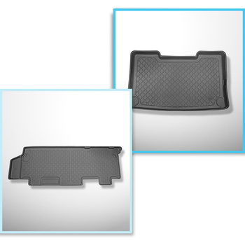 Conjunto de tapetes de bagageira e tapetes de carro feitos sob medida para Volkswagen Caravelle T6, T6.1 Van (06.2015-2024) - distância entre eixos curtos; para a terceira fileira de assentos; costas completas 2ª fileira (T - 2ª fileira)