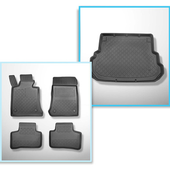 Conjunto de tapetes de bagageira e tapetes de carro feitos sob medida para Mercedes-Benz GLK SUV (06.2008-08.2015)