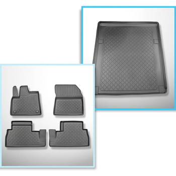 Conjunto de tapetes de bagageira e tapetes de carro feitos sob medida para Citroen Berlingo III XL Van (06.2018-....) - 5 lugares; longa distância entre eixos; também para a versão elétrica
