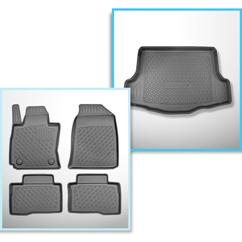Conjunto de tapetes de bagageira e tapetes de carro feitos sob medida para SsangYong Tivoli Grand Crossover (06.2021-....) - parte inferior do porta-malas; sob / sem base móvel de porta-malas