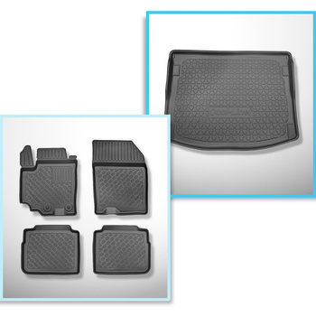 Conjunto de tapetes de bagageira e tapetes de carro feitos sob medida para Suzuki SX4 II S-Cross Crossover (09.2013-2019) - a todos os níveis do base de arranque móvel