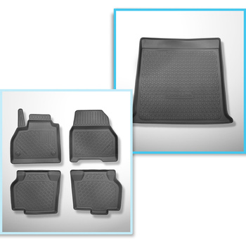 Conjunto de tapetes de bagageira e tapetes de carro feitos sob medida para Mercedes-Benz Citan W415 Tourer (10.2012-08.2021) - 5 lugares; distância entre eixos 3.081 mm; versão extra longa; sem terceira fileira