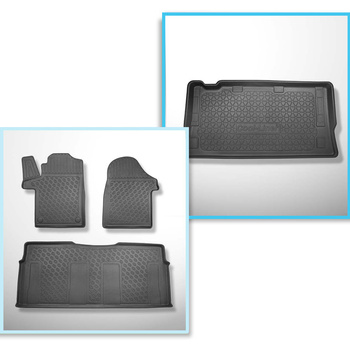 Conjunto de tapetes de bagageira e tapetes de carro feitos sob medida para Mercedes-Benz Vito W447 Van (10.2014-....) - para a terceira fileira de assentos; Versão longa (espaçamento entre eixos 3200 mm, comprimento do veículo 5140 mm)