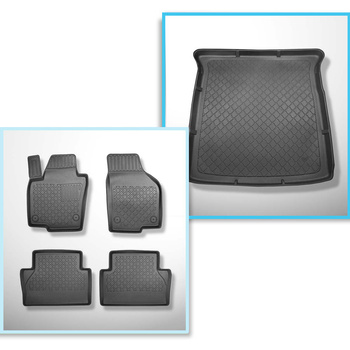 Conjunto de tapetes de bagageira e tapetes de carro feitos sob medida para Seat Alhambra II Van (09.2010-03.2022) - 7 lugares; terceira fileira inclinada